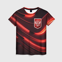 Футболка женская Красный неоновый герб России, цвет: 3D-принт