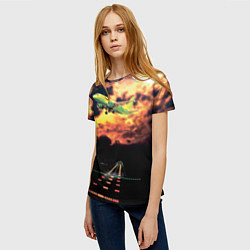 Футболка женская Боинг 737 Суровый закат, цвет: 3D-принт — фото 2