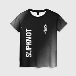 Футболка женская Slipknot glitch на темном фоне: надпись, символ, цвет: 3D-принт