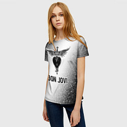 Футболка женская Bon Jovi glitch на светлом фоне, цвет: 3D-принт — фото 2