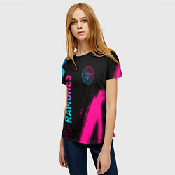 Футболка женская Ramones - neon gradient: надпись, символ, цвет: 3D-принт — фото 2