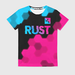 Футболка женская Rust - neon gradient: символ сверху, цвет: 3D-принт