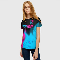 Футболка женская Honda - neon gradient: символ сверху, цвет: 3D-принт — фото 2