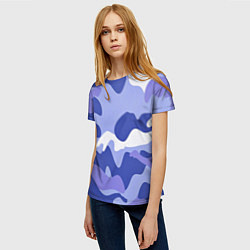 Футболка женская Камуфляжный узор голубой, цвет: 3D-принт — фото 2