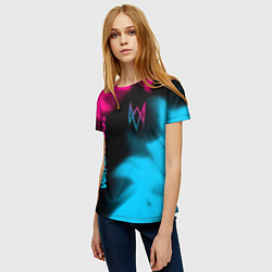 Футболка женская Watch Dogs - neon gradient: надпись, символ, цвет: 3D-принт — фото 2