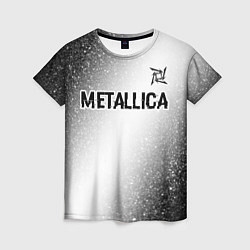 Женская футболка Metallica glitch на светлом фоне: символ сверху