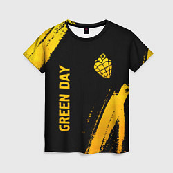 Футболка женская Green Day - gold gradient: надпись, символ, цвет: 3D-принт
