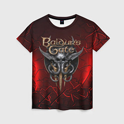Женская футболка Baldurs Gate 3 logo red