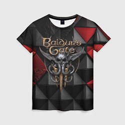 Женская футболка Baldurs Gate 3 logo red black