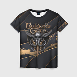 Женская футболка Baldurs Gate 3 logo dark logo