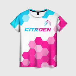 Футболка женская Citroen neon gradient style: символ сверху, цвет: 3D-принт