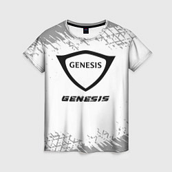 Футболка женская Genesis speed на светлом фоне со следами шин, цвет: 3D-принт