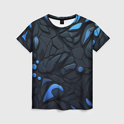 Женская футболка Blue black abstract texture