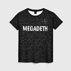 Женская футболка Megadeth glitch на темном фоне: символ сверху