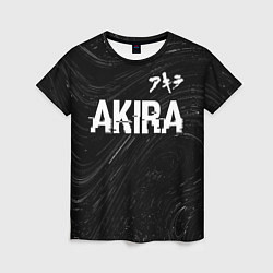 Футболка женская Akira glitch на темном фоне: символ сверху, цвет: 3D-принт
