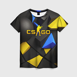 Футболка женская CSGO blue yellow abstract, цвет: 3D-принт