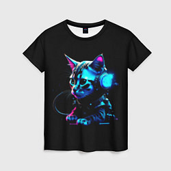 Футболка женская Котёнок киберпанк, цвет: 3D-принт