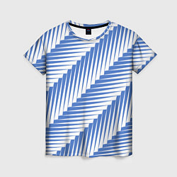 Футболка женская Голубая белая диагональ, цвет: 3D-принт
