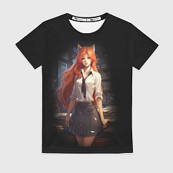 Футболка женская Девушка лиса студентка, цвет: 3D-принт
