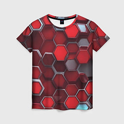 Футболка женская Cyber hexagon red, цвет: 3D-принт