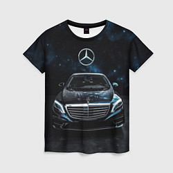 Футболка женская Mercedes Benz space background, цвет: 3D-принт