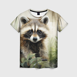 Футболка женская Енот акварель, цвет: 3D-принт