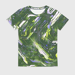 Женская футболка Космические кибер схемы зелёные