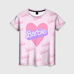 Футболка женская Барби и розовое сердце: паттерн, цвет: 3D-принт
