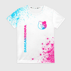 Футболка женская Danganronpa neon gradient style: надпись, символ, цвет: 3D-принт