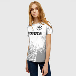 Футболка женская Toyota speed на светлом фоне со следами шин: симво, цвет: 3D-принт — фото 2