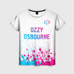 Футболка женская Ozzy Osbourne neon gradient style: символ сверху, цвет: 3D-принт