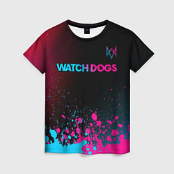 Футболка женская Watch Dogs - neon gradient: символ сверху, цвет: 3D-принт