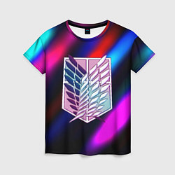 Футболка женская Attack on Titan stripes neon, цвет: 3D-принт