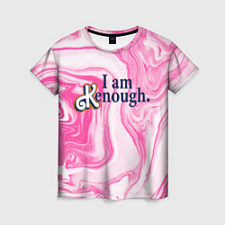 Футболка женская I am kenough - розовые разводы краски, цвет: 3D-принт