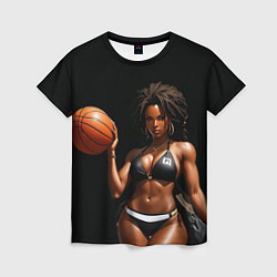 Женская футболка Девушка с баскетбольным мячом