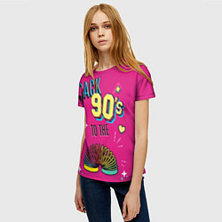 Футболка женская Назад в 90ые - радуга пружинка игрушка, цвет: 3D-принт — фото 2