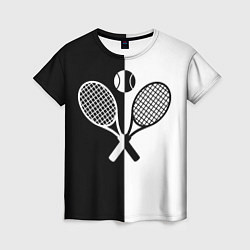 Футболка женская Теннис - чёрно белое, цвет: 3D-принт