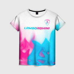 Футболка женская Lamborghini neon gradient style посередине, цвет: 3D-принт