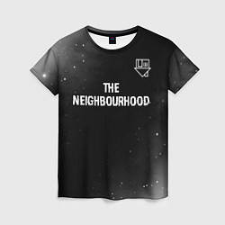 Женская футболка The Neighbourhood glitch на темном фоне посередине