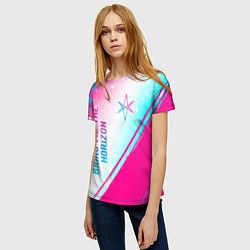 Футболка женская Bring Me the Horizon neon gradient style вертикаль, цвет: 3D-принт — фото 2