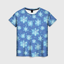 Футболка женская Pattern with bright snowflakes, цвет: 3D-принт