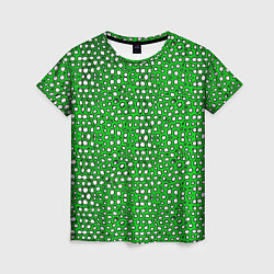 Футболка женская Белые пузырьки на зелёном фоне, цвет: 3D-принт