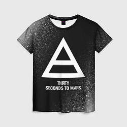 Футболка женская Thirty Seconds to Mars glitch на темном фоне, цвет: 3D-принт