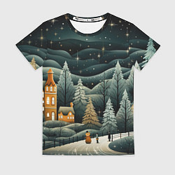 Женская футболка Зима в городе ожидание праздника