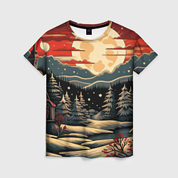 Женская футболка Зимнее настроение новогодний рисунок