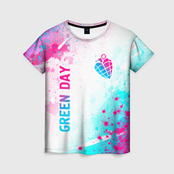 Футболка женская Green Day neon gradient style вертикально, цвет: 3D-принт