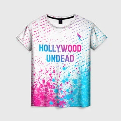 Футболка женская Hollywood Undead neon gradient style посередине, цвет: 3D-принт