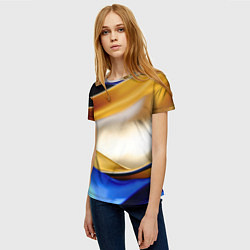 Футболка женская Белая желтая синяя абстракция, цвет: 3D-принт — фото 2