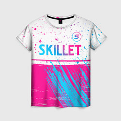 Женская футболка Skillet neon gradient style посередине