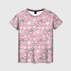 Женская футболка Кошачьи сердечки